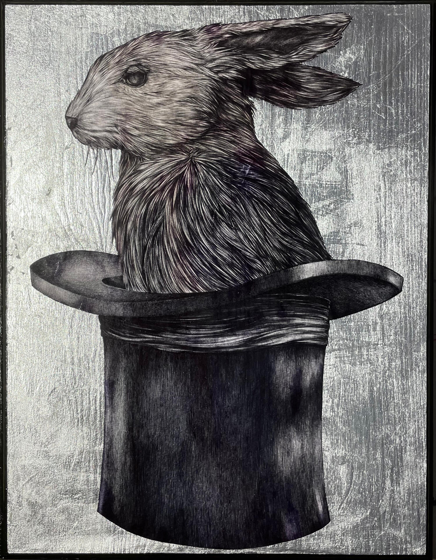 mixed media and collage on wood panel